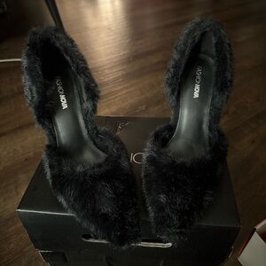Fashion Nova Black Faux Furry Heels